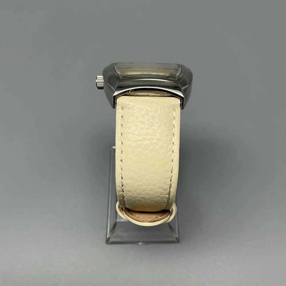 Steel By Design Womens Watch 32mm Cream Dial Silver Tone Leather New Battery